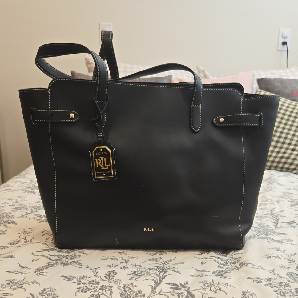 Ralph Lauren Black Tote with Gold Accents